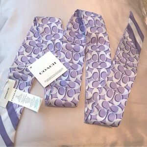 Coach Signature Print Silk Skinny Scarf